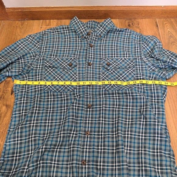 Duluth Mens Free Swingin Wicking Flannel Shirt Size L Blue Button LS Lightweight - Picture 11 of 14